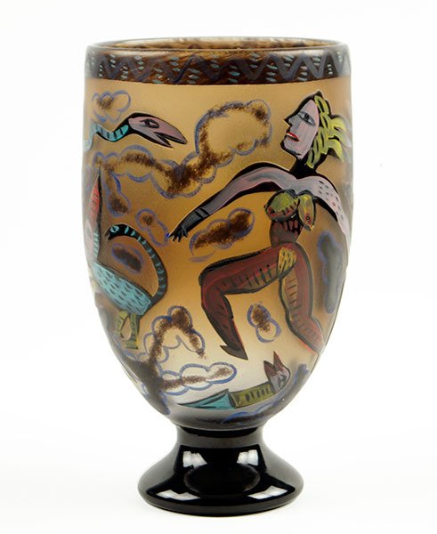 A Kosta Boda Painted Glass Vase. (1 of 2)