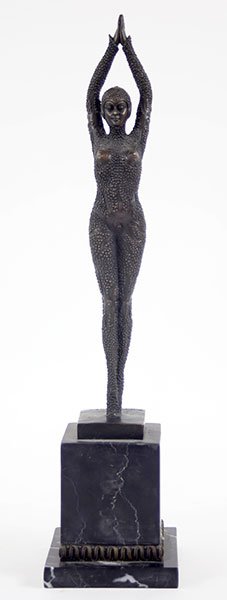 An Art Deco Style Patinated Bronze Figure Of A Dancer. (1 of 1)