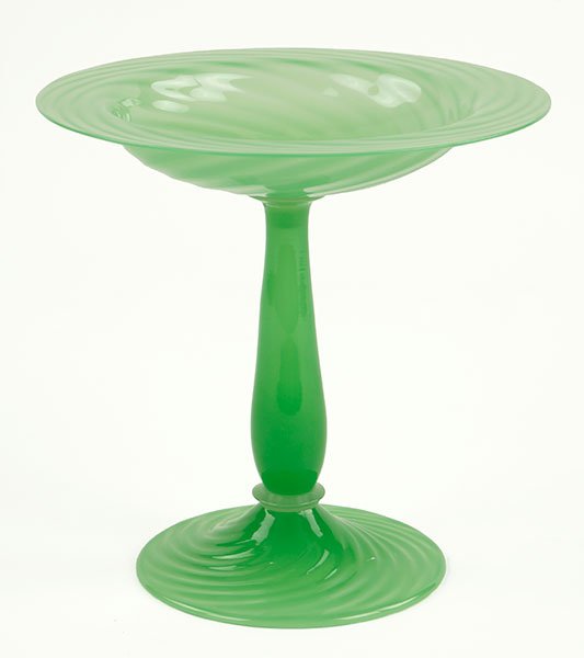 A Steuben Jade and Alabaster Glass Compote. (1 of 1)