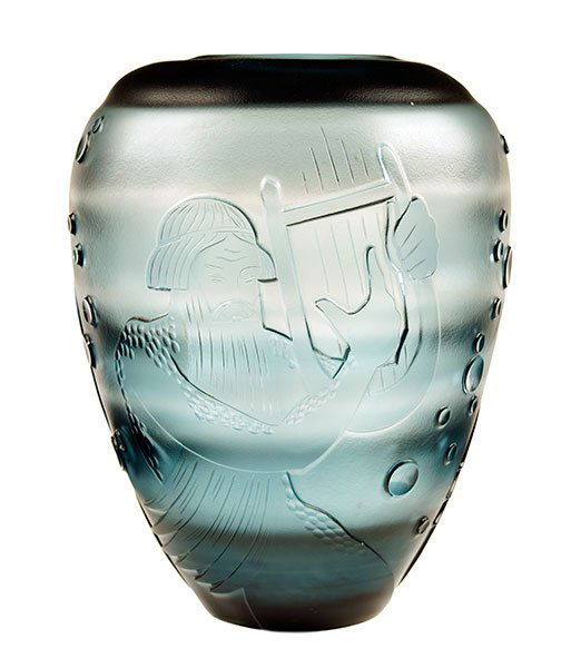A Kosta Blue Glass Vase. (1 of 5)
