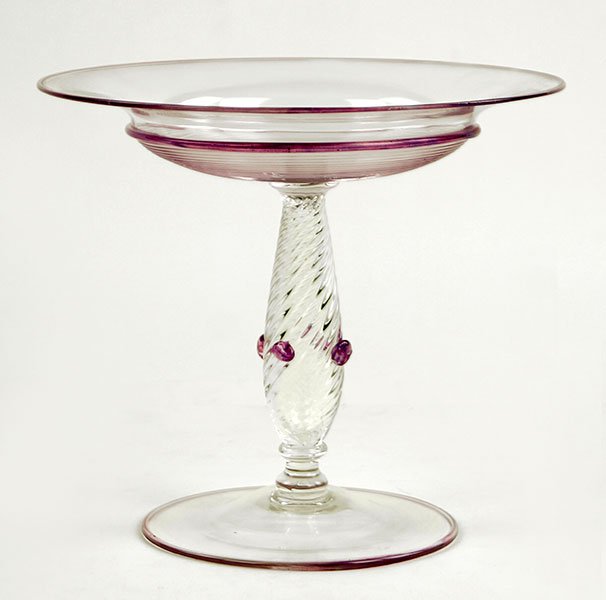A Steuben Amethyst and Clear Glass Compote. (1 of 1)