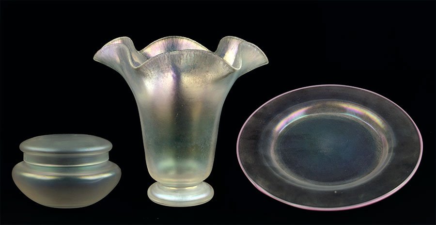 Three Piece of Steuben Verre De Soie Glass. (1 of 1)
