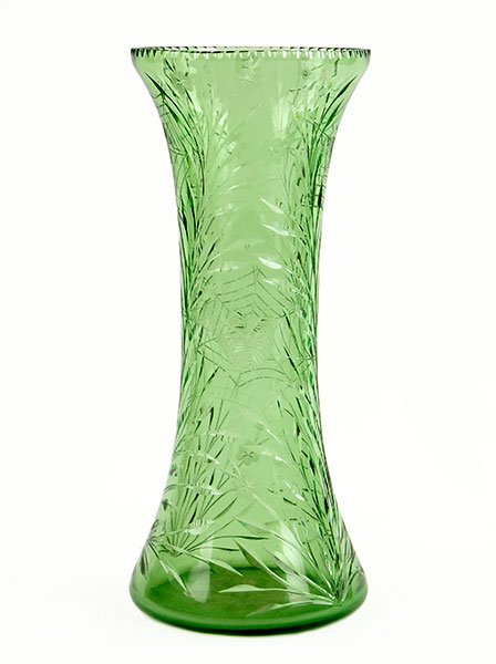 A Green Cut Glass Vase. (1 of 1)