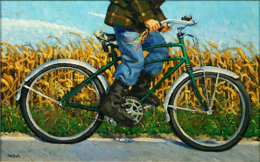 Ken Stark (American, 20th Century) Summer Ride.: Ken Stark (American, 20th Century) Summer Ride. Oil on canvas, signed LL Sight: 19.5" x 31.5"