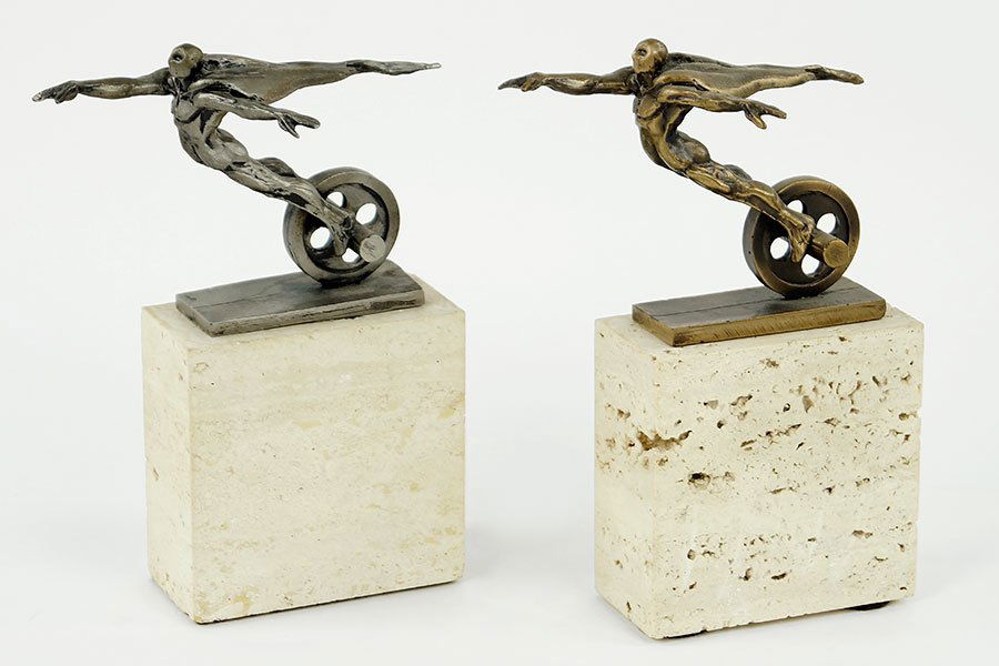 Ted Gall (American, B. 1941) Two Wheelman Sculptures. (1 of 2)
