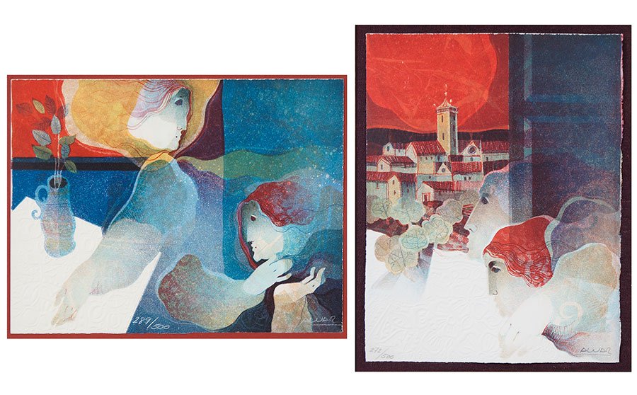 Awar (20th Century) Two Embossed Lithographs. (1 of 1)