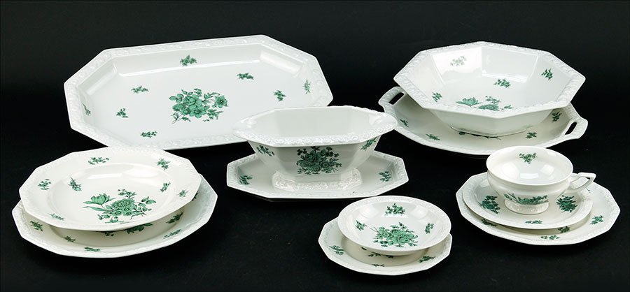 A Rosenthal Porcelain Dinner Service.: A Rosenthal Porcelain Dinner Service. In the Greenhaven pattern. Comprising eleven footed teacups, twelve saucers, sixteen bread plates, twelve salad plates, sixteen dinner plates, twelve soup bowls, 