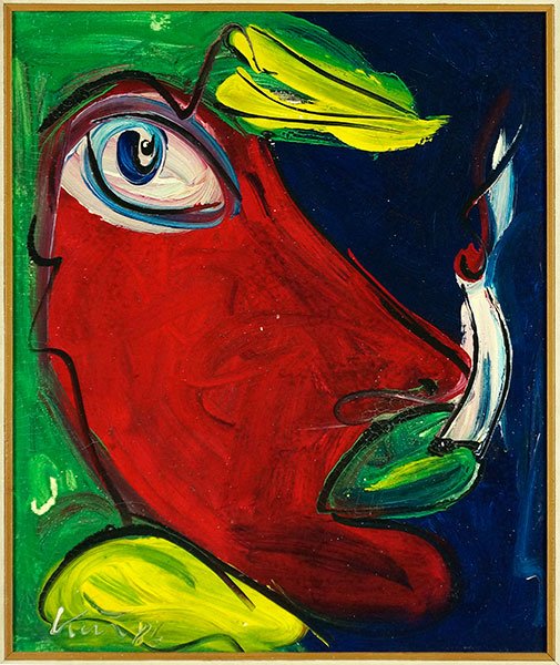 Peter Robert Keil (German/American, B. 1942) Elvis in: Peter Robert Keil (German/American, B. 1942) Elvis in L.A. Oil on canvas, signed and dated '86 LL. Signed, dated, and titled en verso Canvas: 24" x 20" Frame: 29" x 25"
