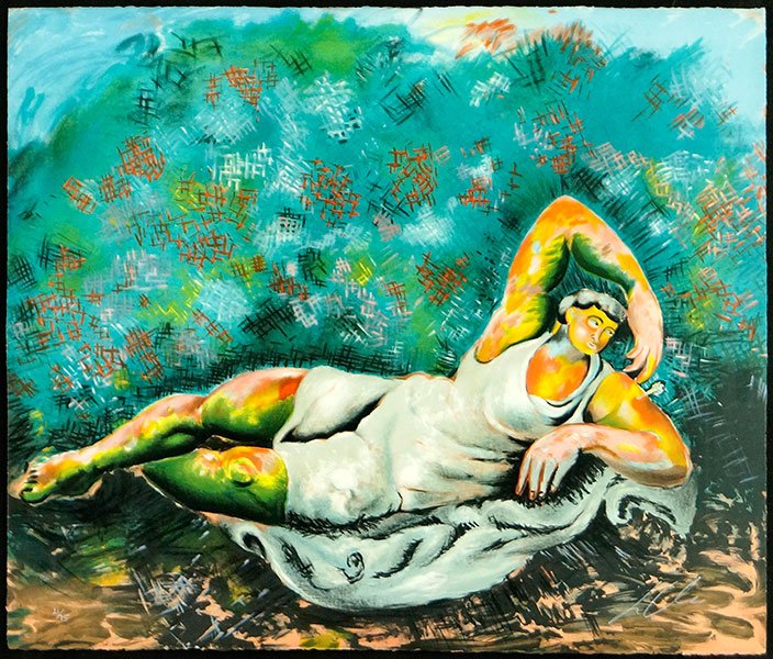 Sandro Chia (Italian, B. 1946) Wet Paint, Don't Touch.: Sandro Chia (Italian, B. 1946) Wet Paint, Don't Touch. Color lithograph, pencil numbered 21/75 LL and pencil signed LR. Bearing a Circle Gallery label en verso Sheet: 26" x 30" Frame: 35" x 39"