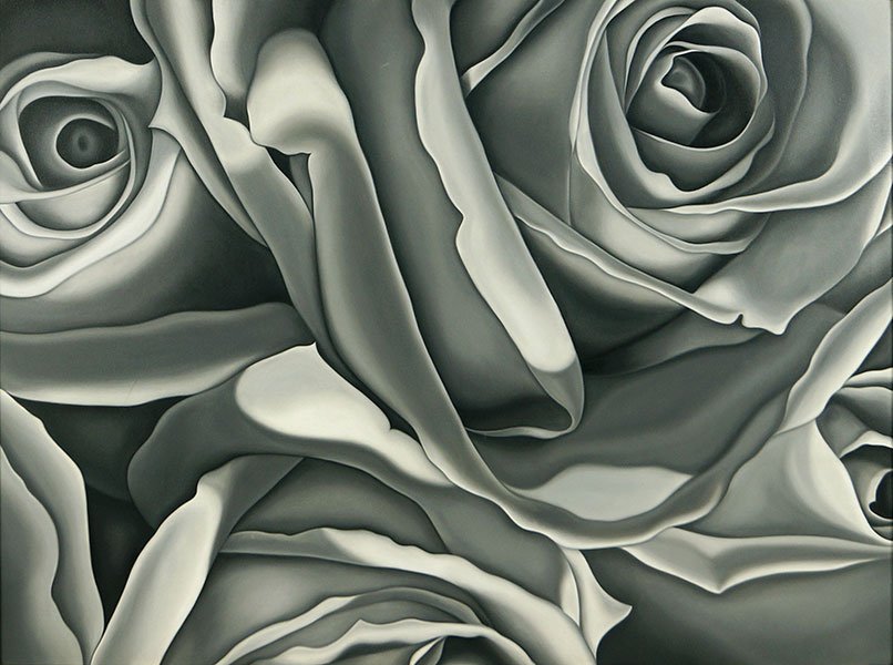 Dana Valhed (Contemporary) Flower Series, #8.: Dana Valhed (Contemporary) Flower Series, #8. Acrylic on canvas. Signed, titled, and dated '97 en verso Canvas: 36" x 48"