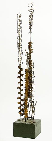 A Curtis Jere Sculpture.: A Curtis Jere Sculpture. Bearing a plaque reading "Jere 66". Raised on a 3.5" wood base Sculpture: 28"