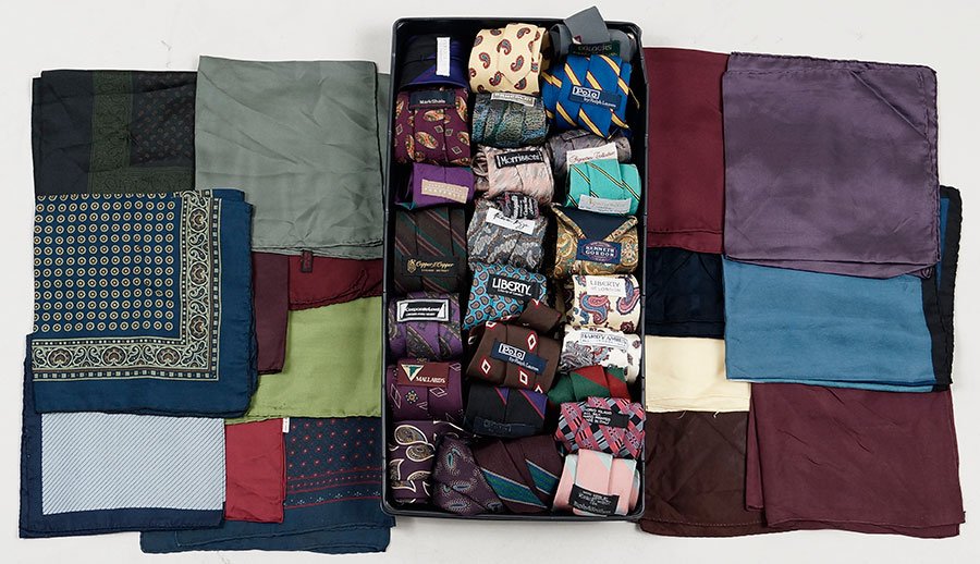 A Collection of Silk Ties and Pocket Squares.: A Collection of Silk Ties and Pocket Squares.