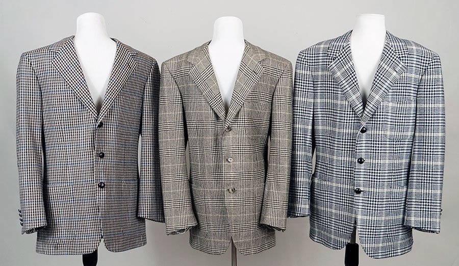Three Brioni Cashmere Houndstooth Plaid Men's Jackets.: Three Brioni Cashmere Houndstooth Plaid Men's Jackets. Approximate Size Of Each: 38/39