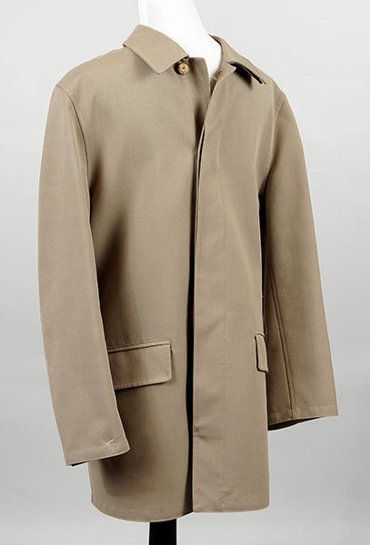 An Hermes Men's Tan Trench Coat.: An Hermes Men's Tan Trench Coat. Cotton/nylon blend Size: 48
