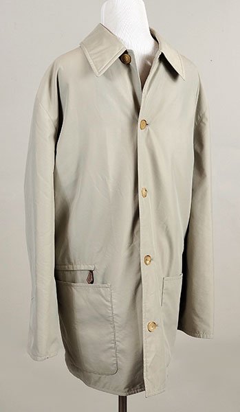 An Hermes Men's Tan Nylon Trench Coat.: An Hermes Men's Tan Nylon Trench Coat. Size: 48 FR