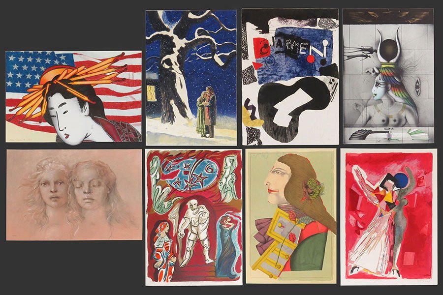 A Metropolitan Opera Fine Art Portfolio.: A Metropolitan Opera Fine Art Portfolio. Comprising a total of eight lithographs, serigraphs, and an embossed intaglio. Artists comprise Larry Rivers, Leonor Fini, Richard Lindner, Jaime Wyeth, Marino