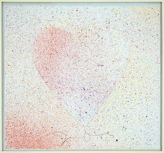 Jim Dine (American, B. 1935) Confetti Heart.: Jim Dine (American, B. 1935) Confetti Heart. Mixed media on paper, pencil signed lower center, bearing a partial 'Retina Gallery' label en verso, dated 1970 Sheet: 8" x 8.5" Frame: 14.5" x 15"