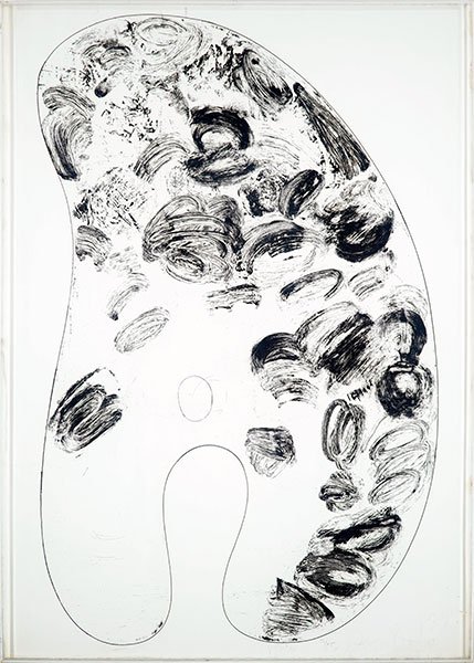 Jim Dine (American, B. 1935) Palette III.: Jim Dine (American, B. 1935) Palette III. Etching dated to 1969, pencil signed and numbered 52/75 LR. Ref: Galerie Mikro 58. Encased in an acrylic frame 28" x 19.17"