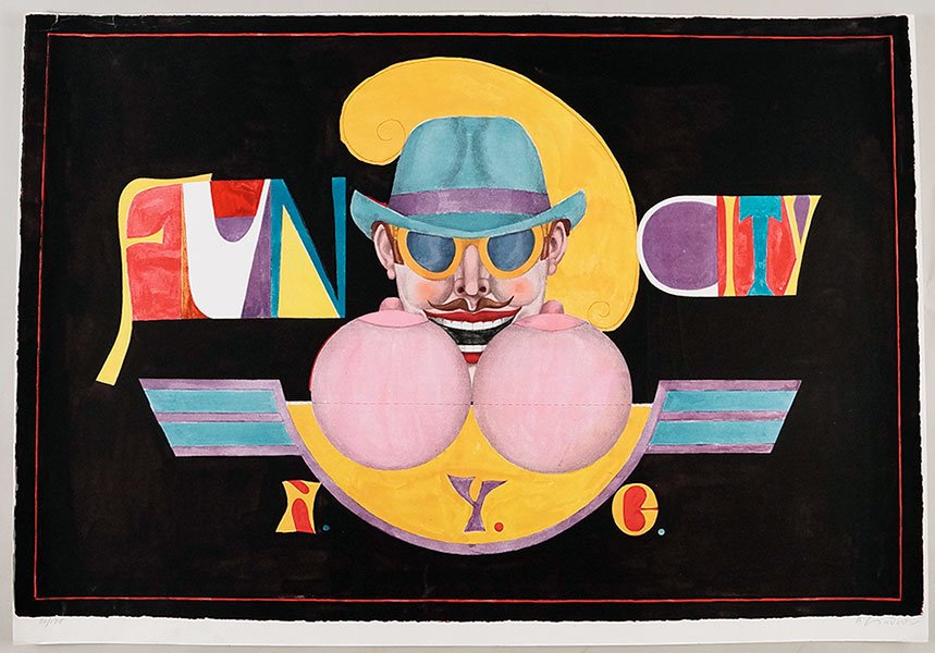 Richard Lindner (American, 1901-1978) Fun City.: Richard Lindner (American, 1901-1978) Fun City. Color lithograph, pencil signed LR and numbered 80/175 LL Sheet: 28" x 40"