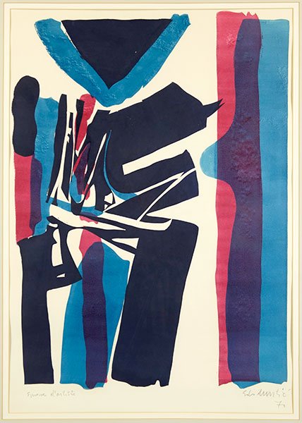 Edo Murtic (Croatian, 1921-2005) EM5.: Edo Murtic (Croatian, 1921-2005) EM5. Color lithograph, 1970, signed, AP 23"x33"
