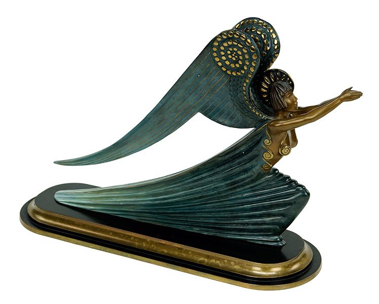 Romain De Tirtoff Erte (1892-1990) The Angel.: Romain De Tirtoff Erte (1892-1990) The Angel. Bronze, bronze, signed and numbered 139/350, Fine Art Acquisitions C 1984 H:13.5" L:22"
