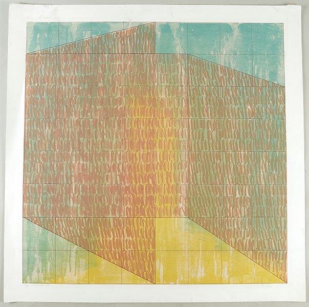 Jack Tworkov (American, 1900-1982) LP #3-QZ-75.: Jack Tworkov (American, 1900-1982) LP #3-QZ-75. Color lithograph, pencil numbered 15/30 and tiled LL, pencil signed LR Sheet: 32" x 32"