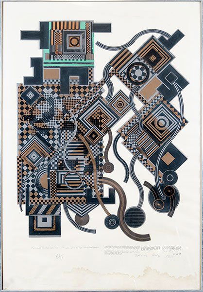 Eduardo Paolozzi (Scottish, 1924-2005) As In When/ This: Eduardo Paolozzi (Scottish, 1924-2005) As In When/ This Tortured Life. Silkscreen. Pencil numbered 43/65 LL. Pencil signed and dated 1965 LR. Bearing a Dart Gallery label en verso Sight: 37.75" x 25.7