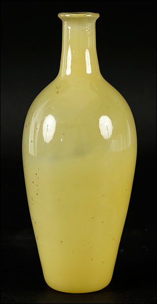 Attributed To Nicholas Africano (American, B. 1948): Attributed To Nicholas Africano (American, B. 1948) Yellow Vase. Unsigned. Decorated with brown specks Height: 8.34"