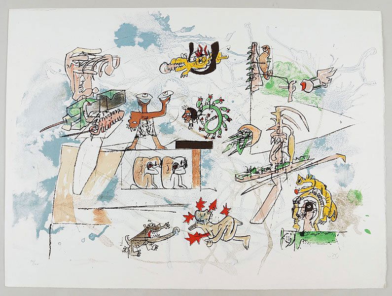 Roberto Matta (Chilean, 1911-2002) Porol-Vua.: Roberto Matta (Chilean, 1911-2002) Porol-Vua. Color lithograph dated 1978, pencil numbered 97/100 and pencil numbered LR Sheet: 22" x 30"