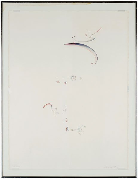 John Dowell (American, B. 1941) Love Swing.: John Dowell (American, B. 1941) Love Swing. Watercolor on paper. Pencil titled LL. Pencil signed and dated '75" LR. Bearing Dart Gallery label en verso Sheet: 30" x 22.5" Frame: 33.5" x 25.5"