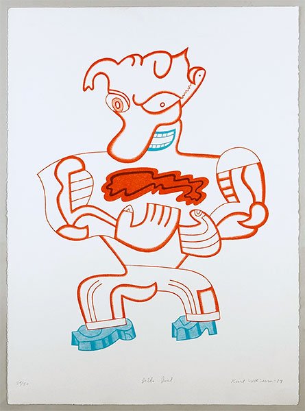 Karl Wirsum (American, B. 1939) Jello Joel.: Karl Wirsum (American, B. 1939) Jello Joel. Color lithograph. Pencil numbered 24/50 LL, pencil titled lower center, and pencil signed and dated '89 LR Sheet: 30" x 22.25"
