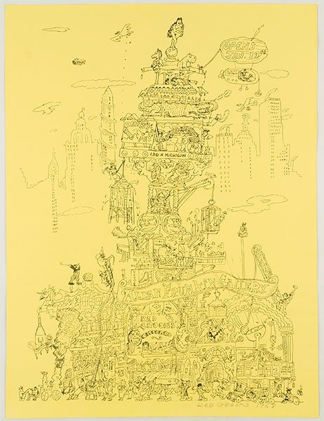 Red Grooms (American, B. 1937) City Of Chicago.: Red Grooms (American, B. 1937) City Of Chicago. Offset lithograph. Pencil signed and dated 1968 LR Sheet: 28.75" x 21.75"