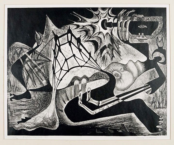 June Wayne (American, 1918-2011) Kafka Symbols No. 1.: June Wayne (American, 1918-2011) Kafka Symbols No. 1. Lithograph. Pencil numbered 10/32 and titled LL. Pencil signed LR. Bearing Lynton R. Kistler Gallery label under mat Plate: 13.75" x 17.25"