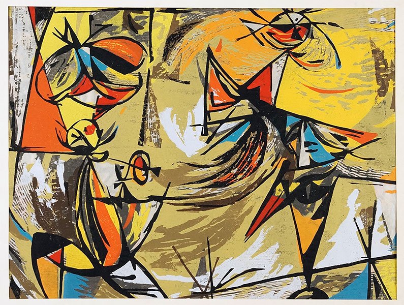 Seong Moy (Chinese, 1921-2013) Two Color Woodcut: Seong Moy (Chinese, 1921-2013) Two Color Woodcut Prints. Each is pencil titled LL, pencil numbered lower center, and pencil signed LR Largest Plate: 14" x 18"