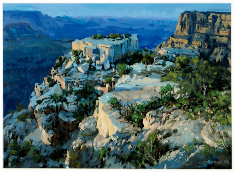 Peter Holbrook (American, B. 1940) Twilight - Moran: Peter Holbrook (American, B. 1940) Twilight - Moran Point. Oil on paper, signed and dated '08 LR Sight: 10" x 14" Frame: 17.25" x 21.25"