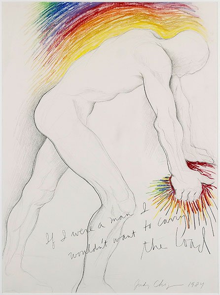 Judy Chicago (American, B. 1939) If I Were A Man.: Judy Chicago (American, B. 1939) If I Were A Man. Pencil and crayon on paper. Signed and dated 1984 LR Sight: 30" x 22" Frame: 38.25" x 30.25"