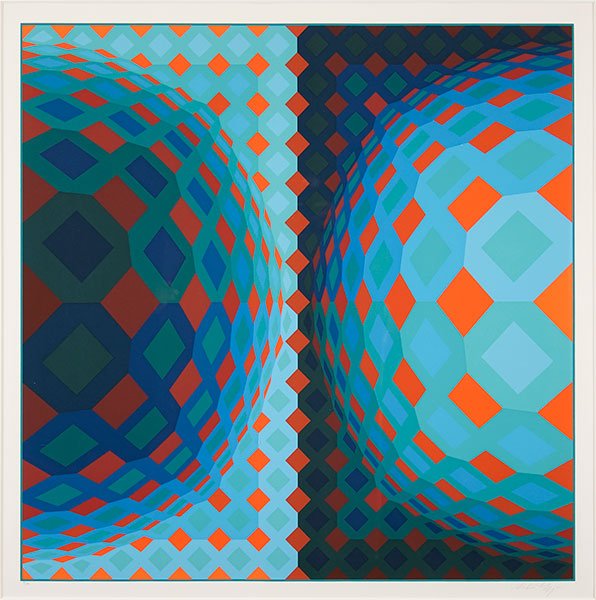 Victor Vasarely (Hungarian, 1906-1997) Untitled.: Victor Vasarely (Hungarian, 1906-1997) Untitled. Serigraph, pencil numbered 85/250 LL and pencil signed LR Sight: 29.5" x 29.5" Frame: 46" x 46"