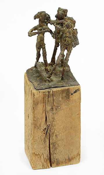 Abbott Pattison (American, 1916-1999) Three Figures.: Abbott Pattison (American, 1916-1999) Three Figures. Welded bronze sculpture, set on a wood base, signed on the base Height with base: 18"