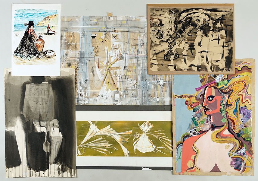A Collection Of 20th Century Drawings And Watercolors.: A Collection Of 20th Century Drawings And Watercolors. Comprising over twenty abstracts and depictions of figures. Artists include Netti Black, Lucile Leighton, Howard Bolton, John Hayland, Michael Bu