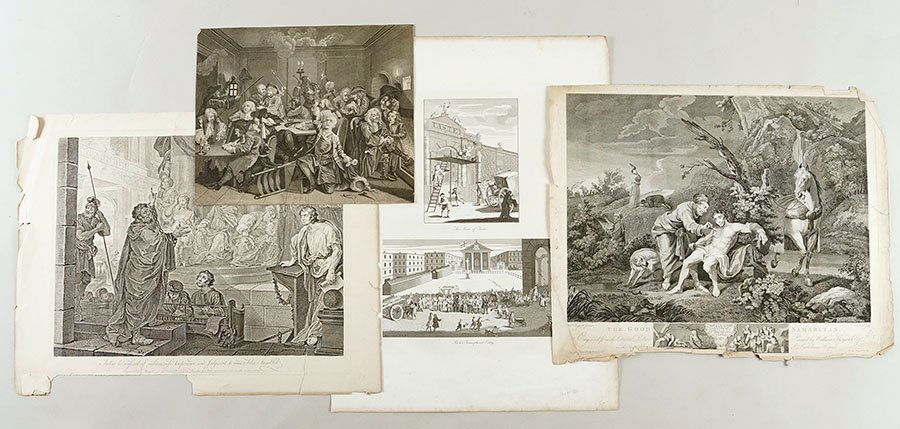 William Hogarth (British, 1697-1764) Collection Of: William Hogarth (British, 1697-1764) Collection Of Etchings And Engravings. Comprising over forty prints by or after Hogarth Largest Plate: 18" x 22"