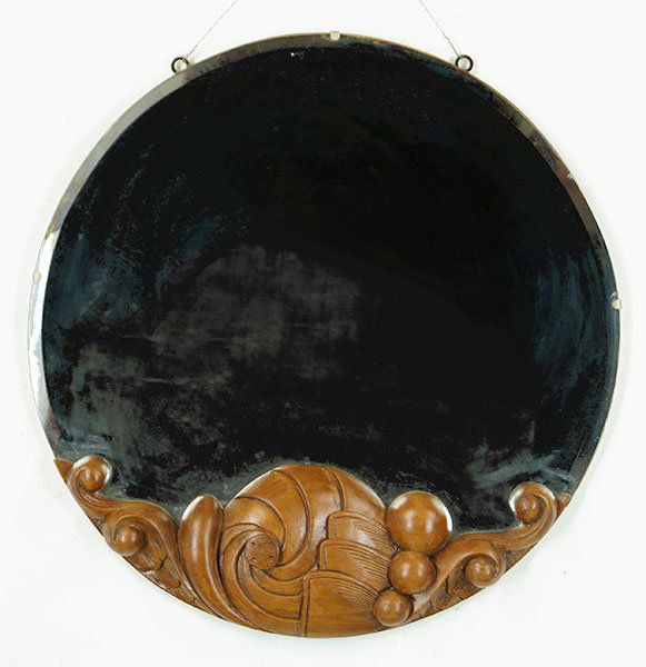 An Art Deco Carved Oak Mirror. (1 of 2)