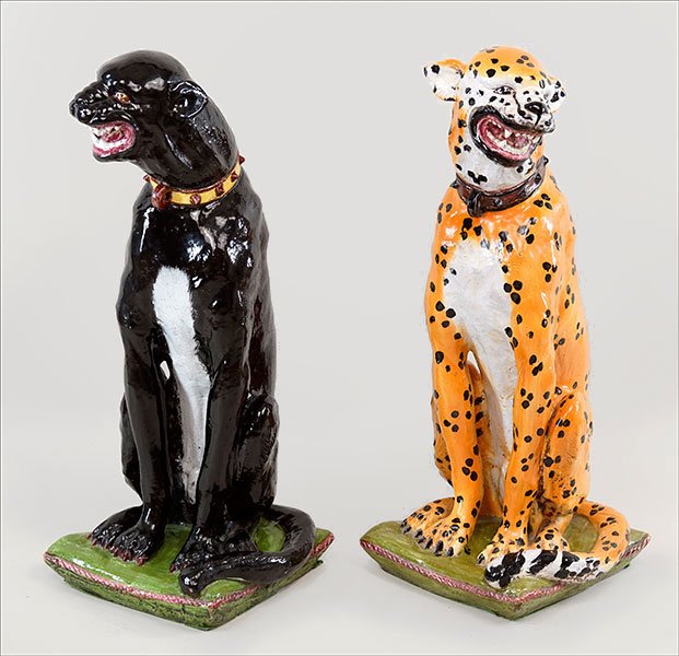 Two Painted Ceramic Cat Figures. (1 of 1)