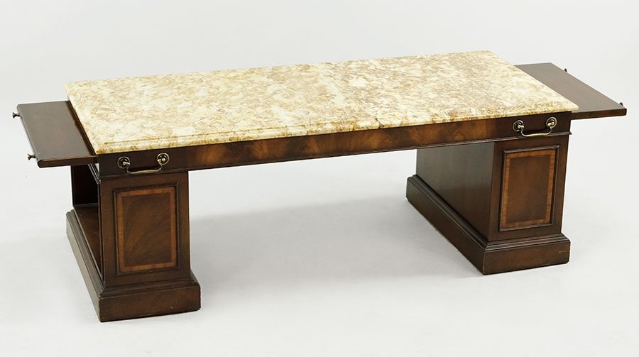 A Marble Top Mahogany Coffee Table. (1 of 1)