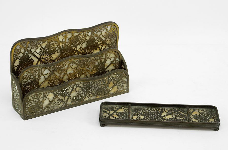 A Gilt Bronze Tiffany Studios Letter Rack. (1 of 1)