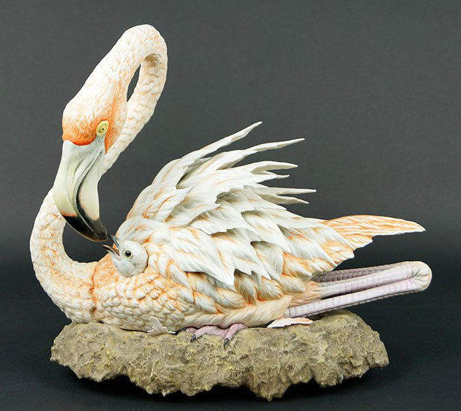A Boehm Porcelain Figural Group Depicting Flamingos. (1 of 2)