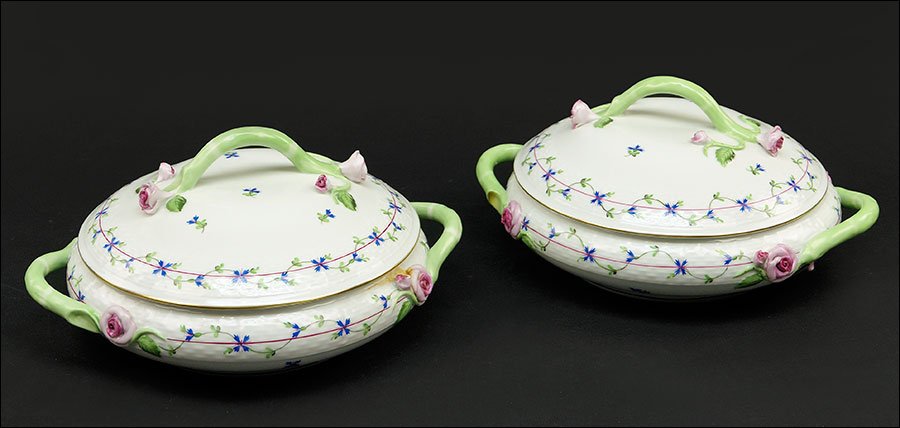 A Pair of Herend Porcelain Covered Vegetable Bowls. (1 of 1)