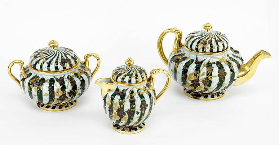 A Russian Gilt Porcelain Three Piece Tea Set. (1 of 5)