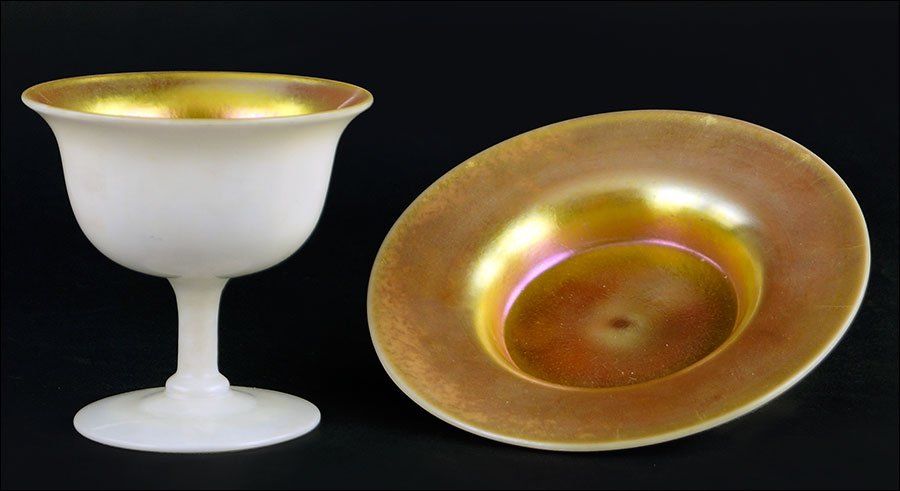 Three Steuben Aurene And Calcite Sherbets. (1 of 1)