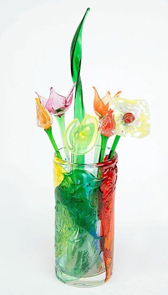 A Group Of Six Blown Glass Flowers. (1 of 3)