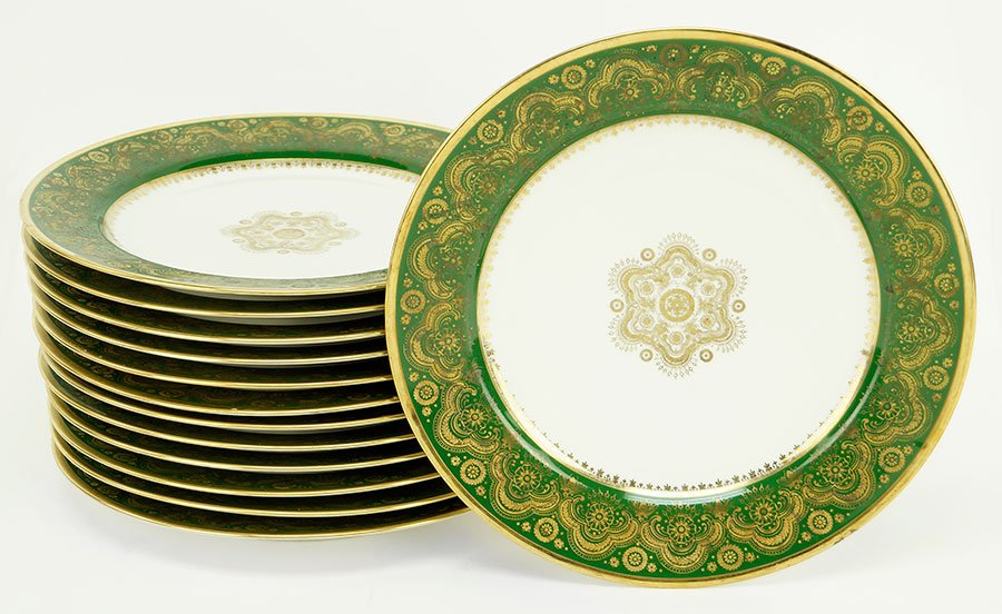 A Set of Thirteen J. Pouyat Limoges Porcelain Plates. (1 of 1)